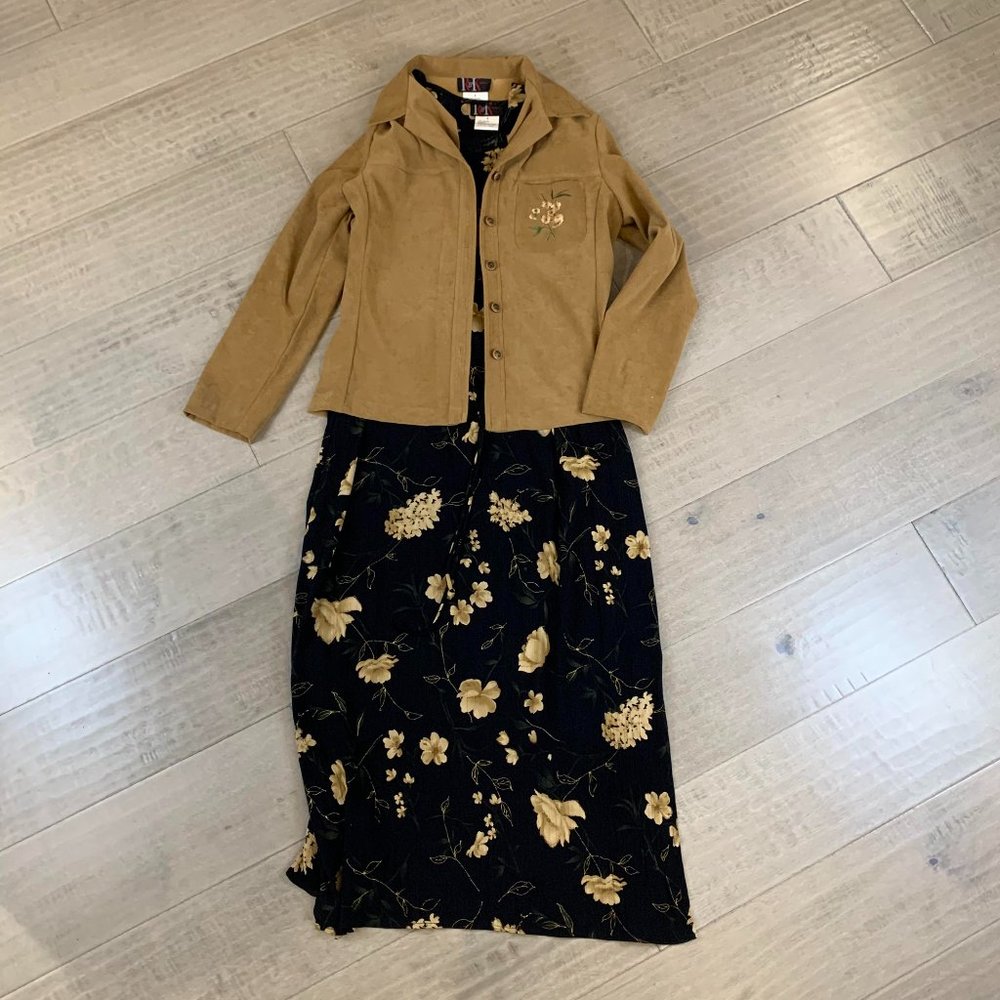 R&K Originals Sleeveless Dress / Suede Jacket Set